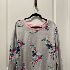 Tommy Bahama Gray Sweater with Pink Floral Accents